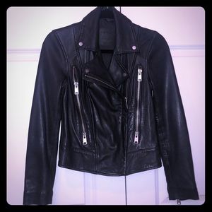 All Saints Leather Bomber Jacket